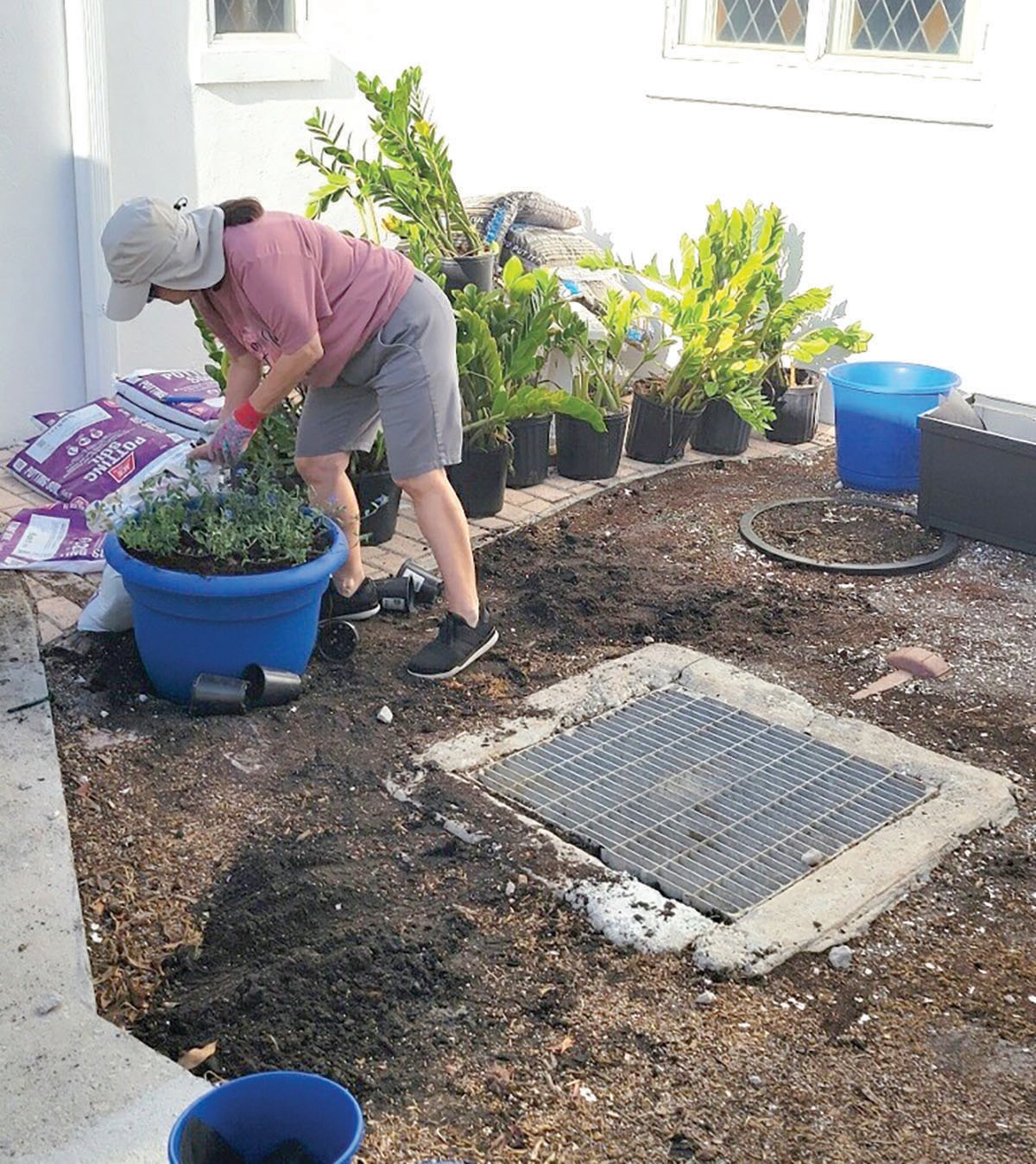 Green Thumb Garden Club at the beginning stage of revamping the Memorial Garden at the First United Methodist Church of Clewiston.